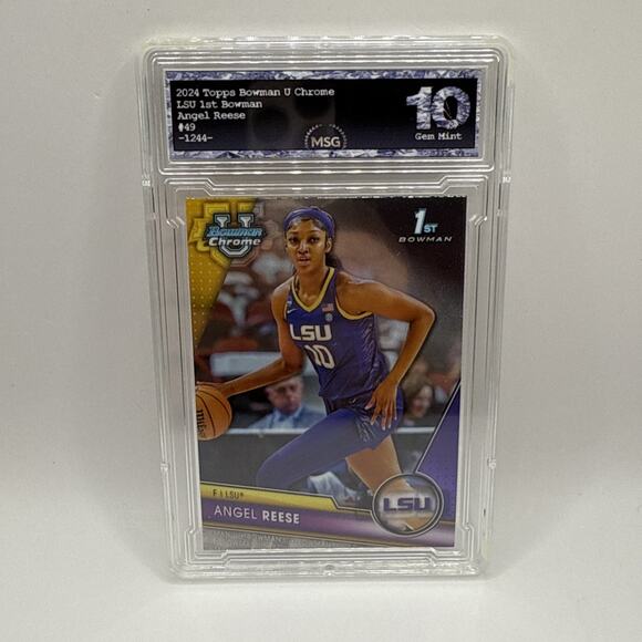 2023-24 Bowman Chrome U Angel Reese 1st Bowman #49 LSU Chicago Sky Graded 10 RC - Picture 1 of 2